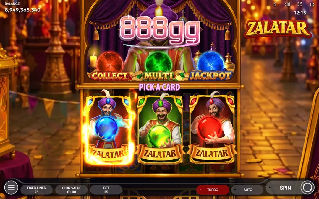 Interface do slot Zalatar com tema de adivinhação